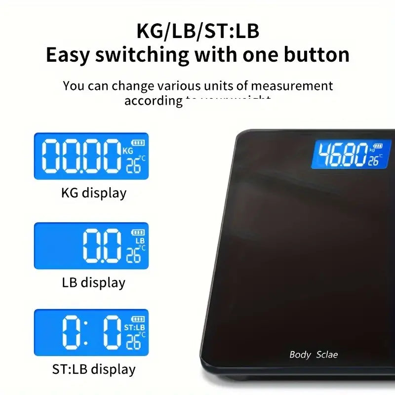 Ultra Slim Digital Bathroom Scale - Most Accurate Body Weight Scales Large Backlit Display | Black