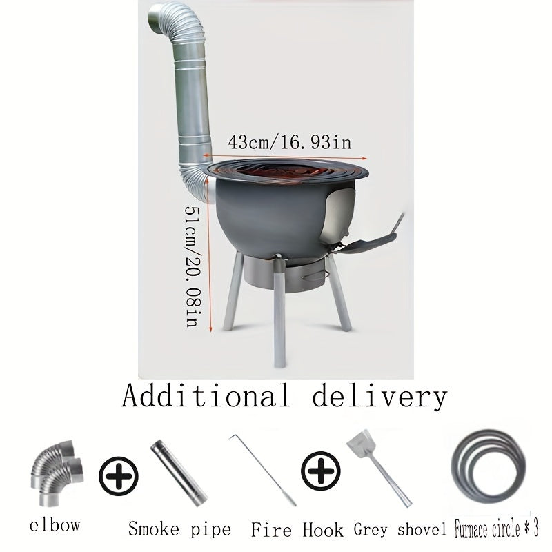 Portable Iron Camping Stove Wood Burning Outdoor