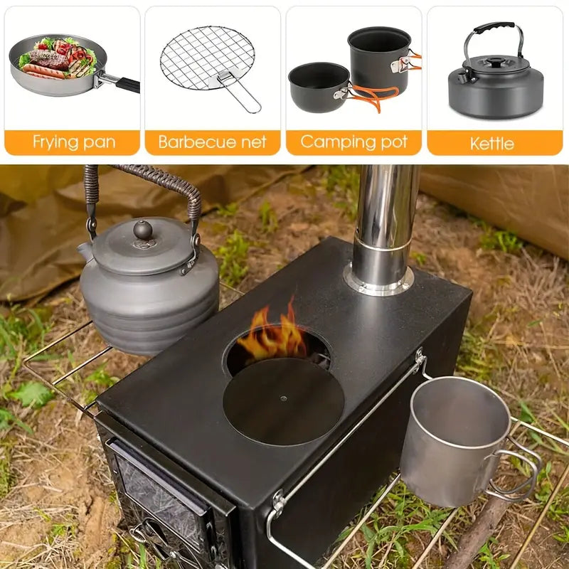 Portable Wood Burning Tent Stove - Black