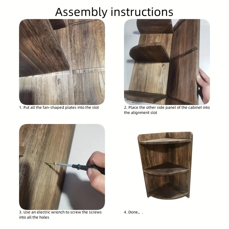 Vintage Solid Wood Corner Cabinet - Multi-Layer Sundries Organizer