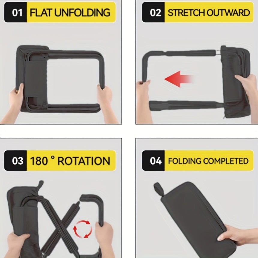 Black Portable Folding Camping Chair and Stool