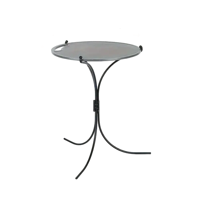 Compact Folding Wrought Iron Round Table