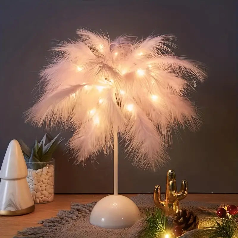 Feather Touch Table Lamp - Pink | Bedroom Interior Decor Light