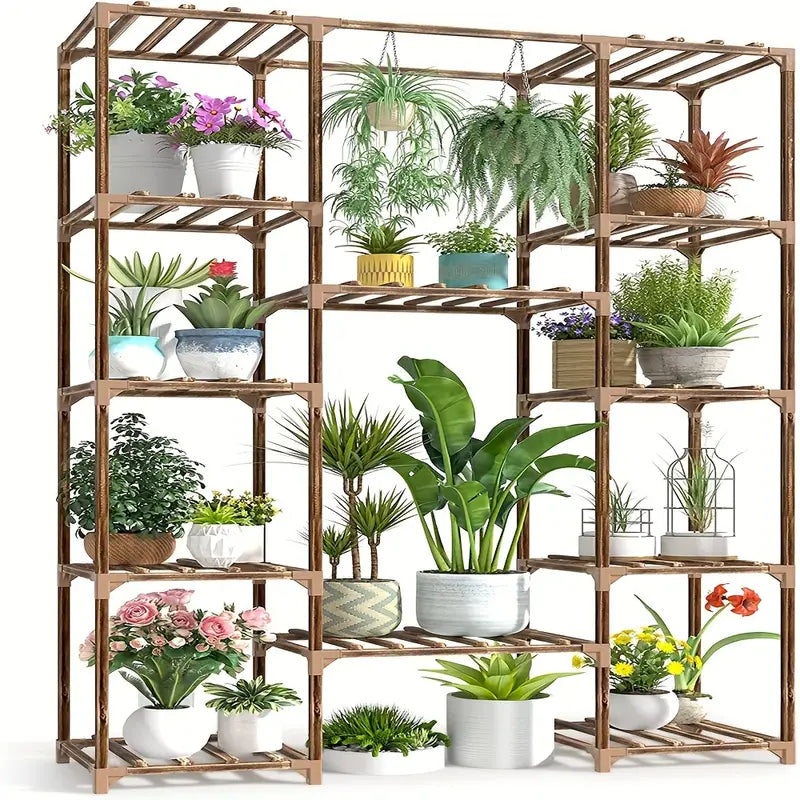 Multi-layer Wooden Plant Stand - 12 Tier Flower Pot Holder Rack