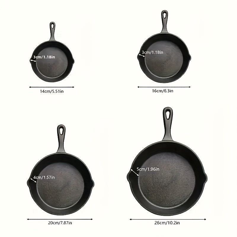 Pre-Seasoned Cast Iron Skillet Set (4pcs)