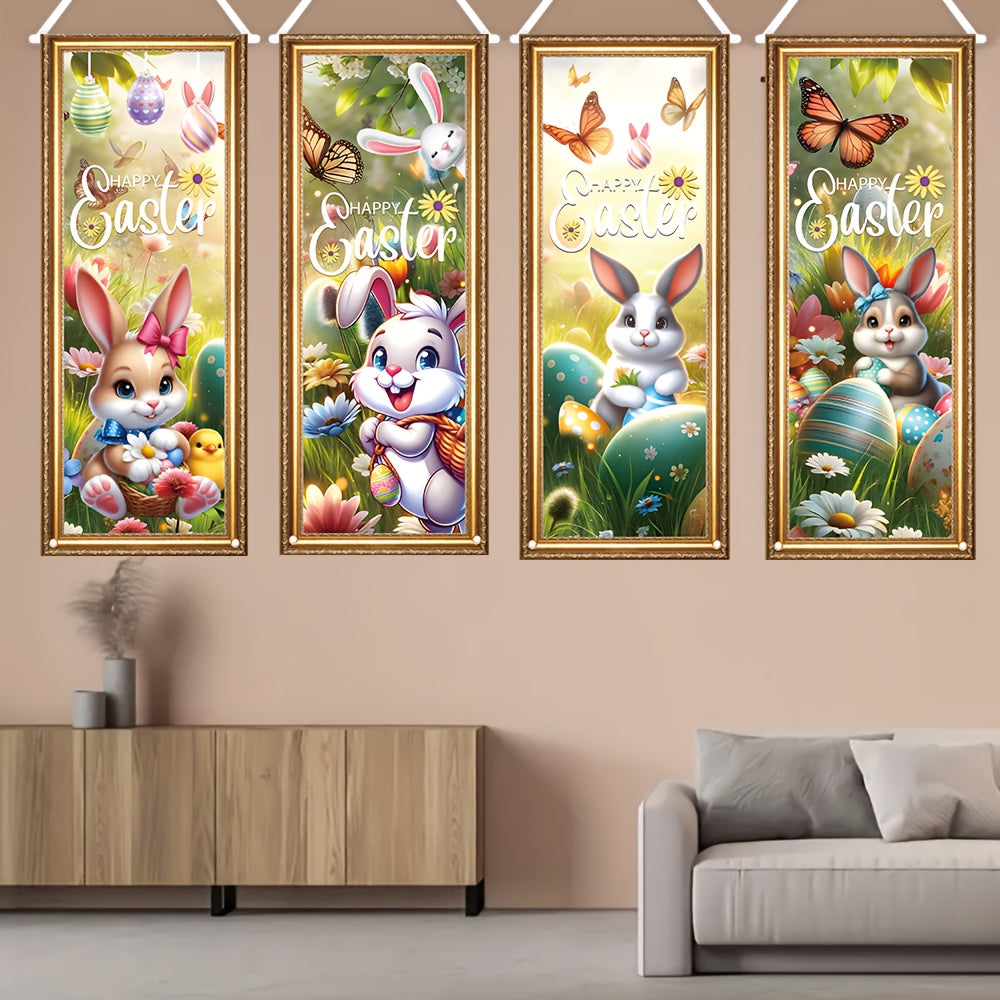 4pcs Easter Decorative Flags Set for Yard and Porch