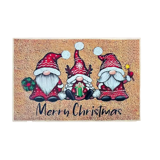 Cheerful Christmas Gnome Welcome Doormat | Indoor/Outdoor Washable Rug