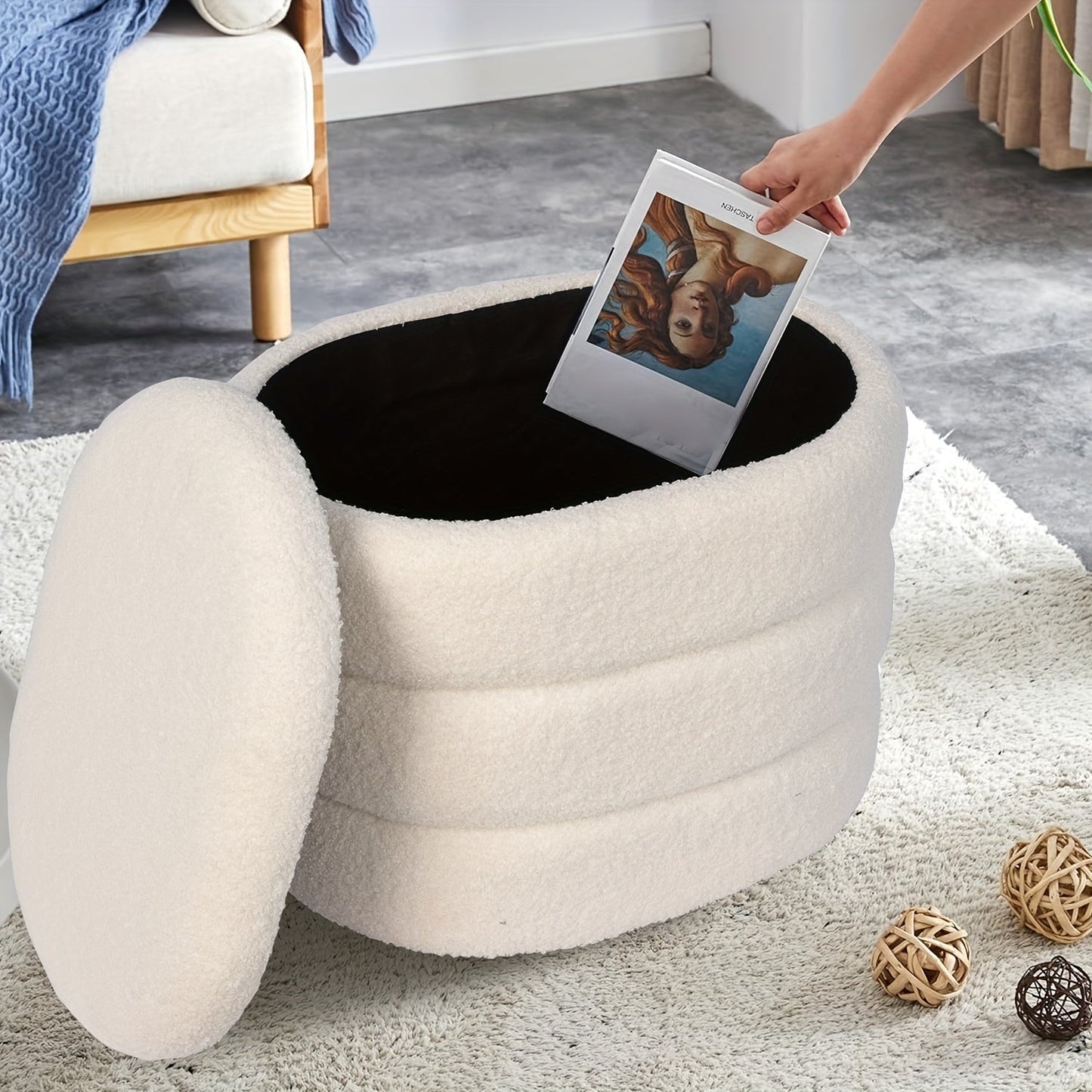 Storage Stool Mushroom Shape with Plush Seat
