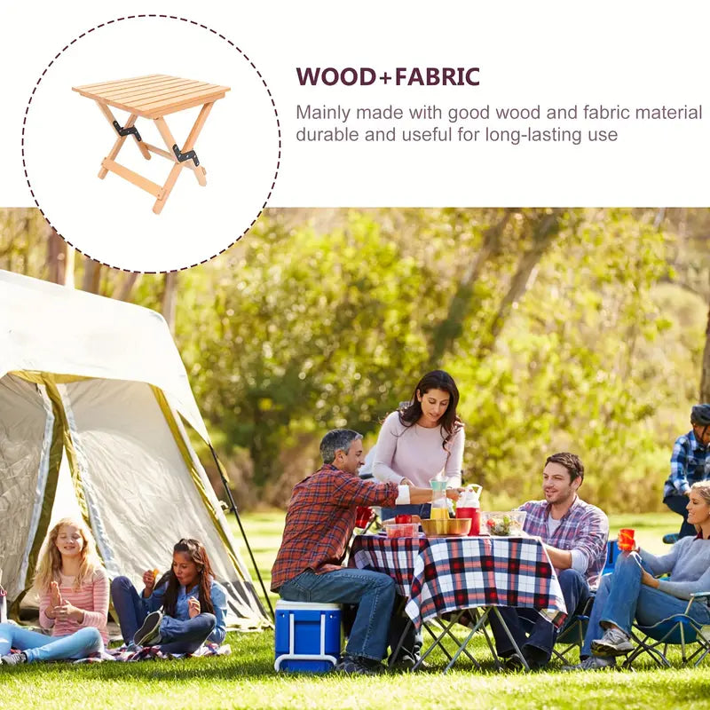 Portable Folding Wooden Camping Stool