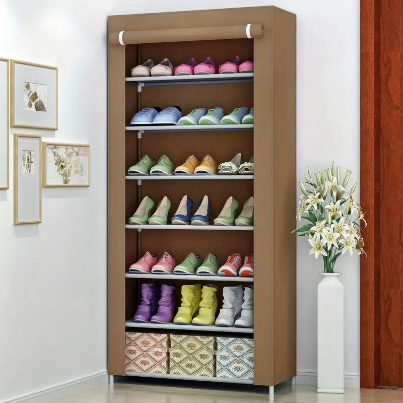 Safeguard your shoes with this dust-proof cabinet, keeping them clean and organized
