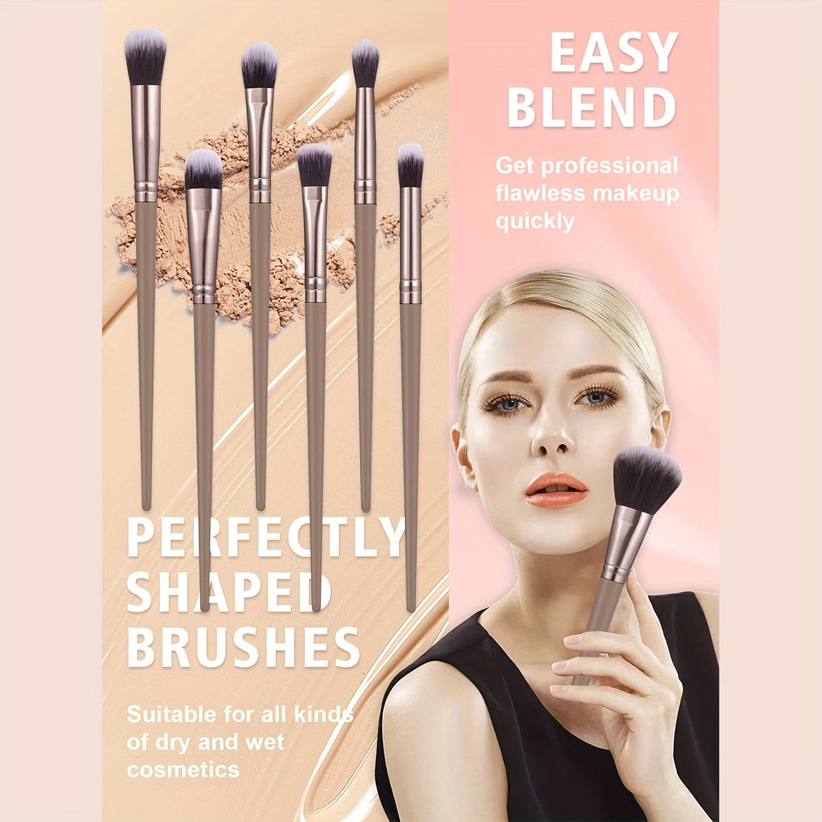 Coffee Makeup Brush Set with Sponges (55-Piece)
