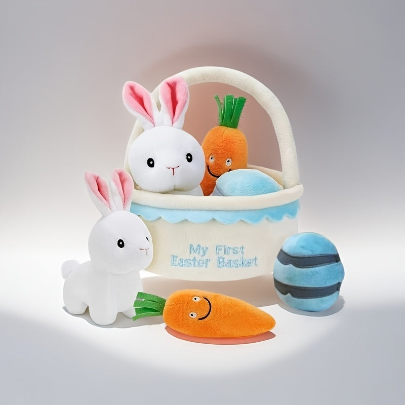 First Easter Gift Basket with Bunnies and Eggs