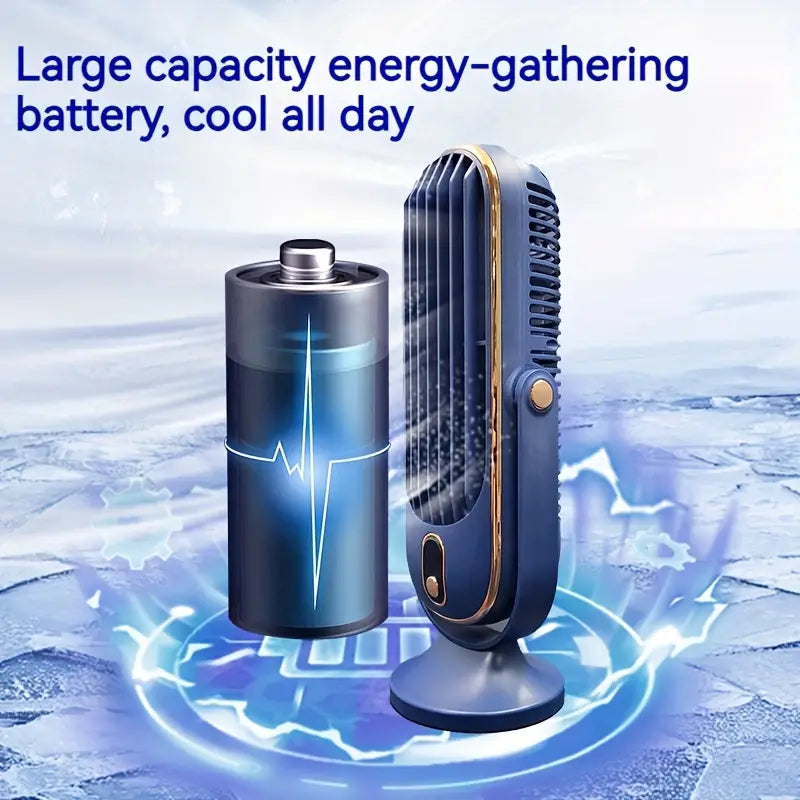 Large Battery Dual Motor Portable Fan - Blue