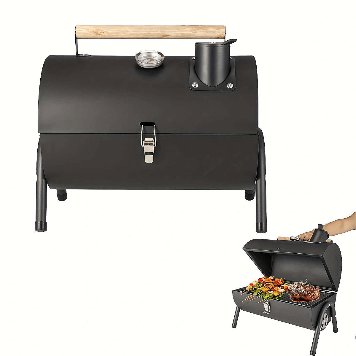 Portable Charcoal Grill BBQ Smoker with Handle