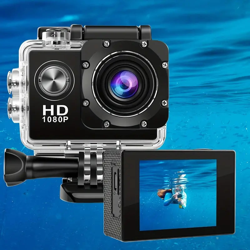 HD 1080P Sport Action Camera with 2-inch LCD Screen and Waterproof Housing