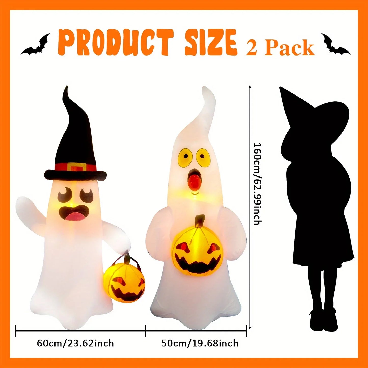 Giant Inflatable Ghost Halloween Yard Decoration (4 ft)