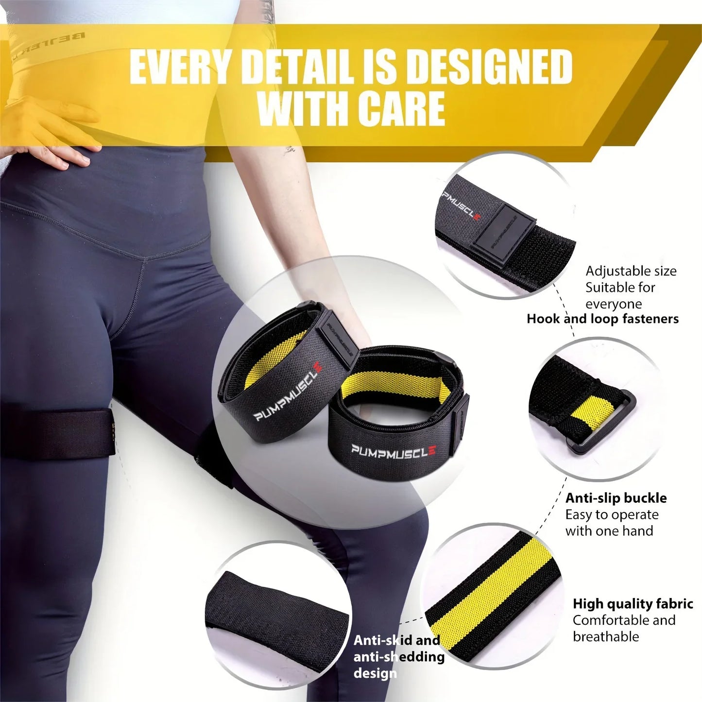 2PCS Adjustable Blood Flow Restriction Bands Yellow