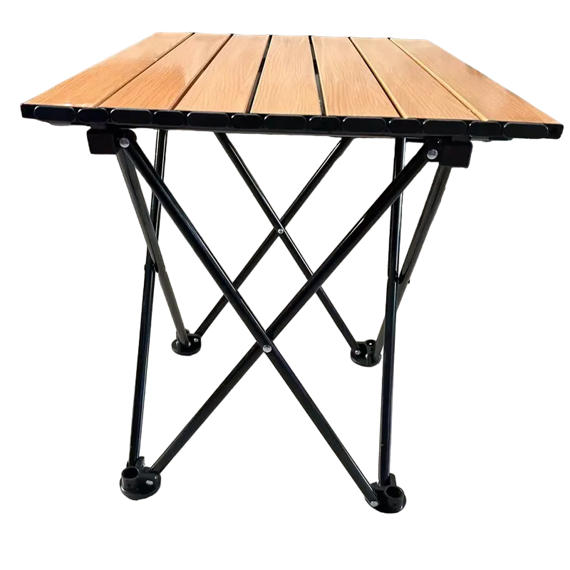 Portable Folding Outdoor Picnic Table - Aluminum Alloy, Wood Color