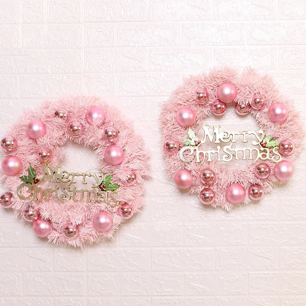 Christmas Wreath with Rose Gold Ornaments for Door