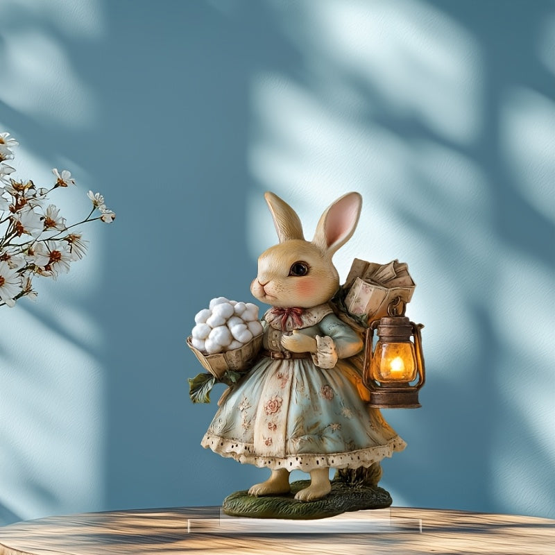 2D Boho Easter Bunny Acrylic Tabletop Statue
