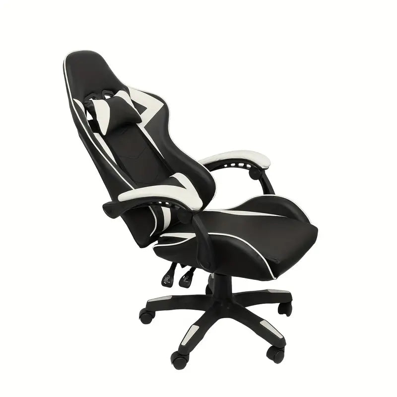 Ultimate Gaming Throne: Reclining High Back PU Leather Gaming Chair with Ergonomic Design and Memory Foam Cushion