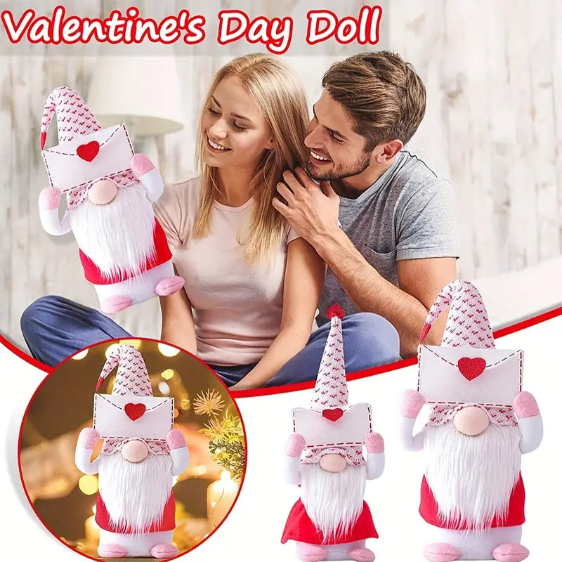 Valentine's Day Gnome Plush Doll Decorations - Set of 2