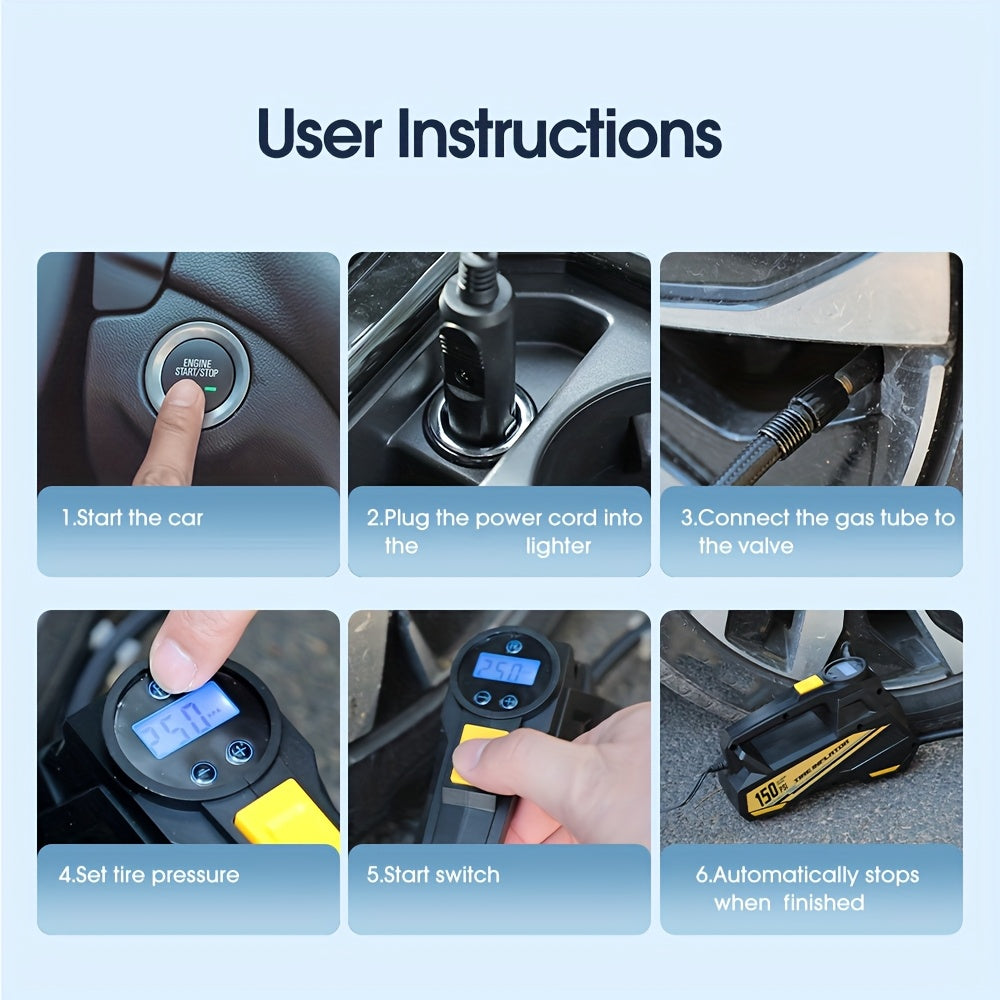 Car Air Compressor Portable 150 PSI Digital