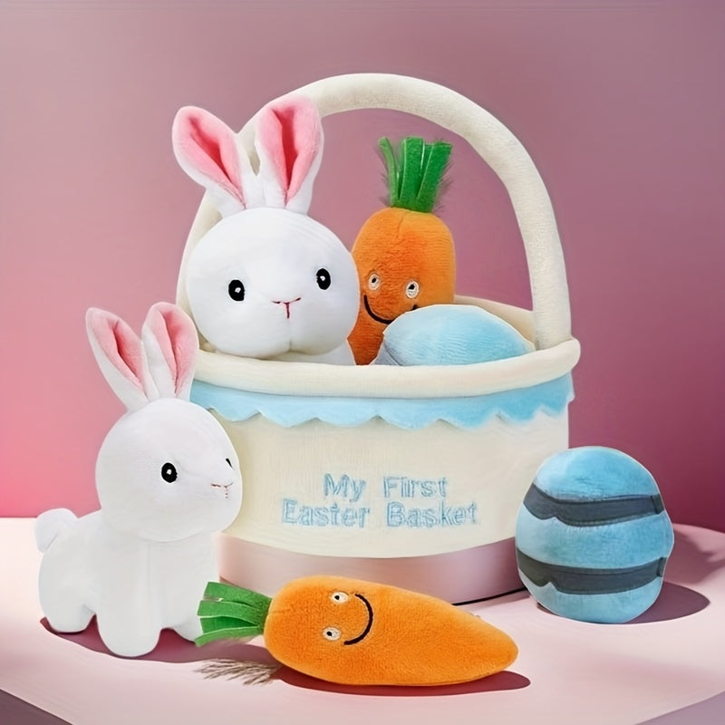 First Easter Gift Basket with Bunnies and Eggs