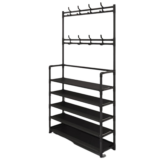 Stainless Steel Coat & Shoe Rack (8-Hook 4-Tier)