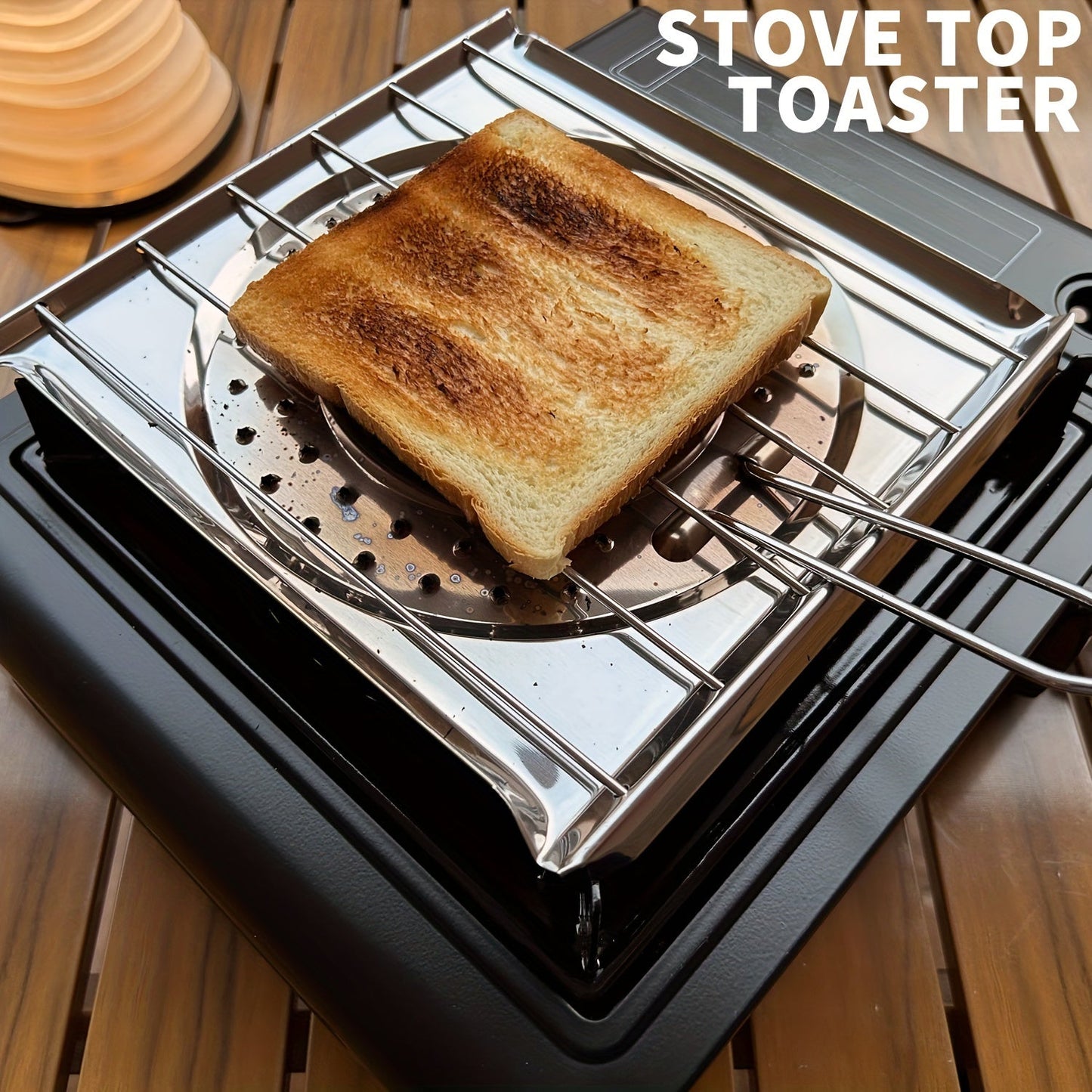 Stainless Steel Stove Top Toaster with Foldable Handle