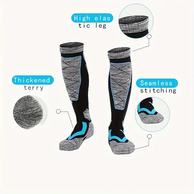 Warmth Trek: Over-the-Knee Thermal Socks - Blue, US Size 7-10