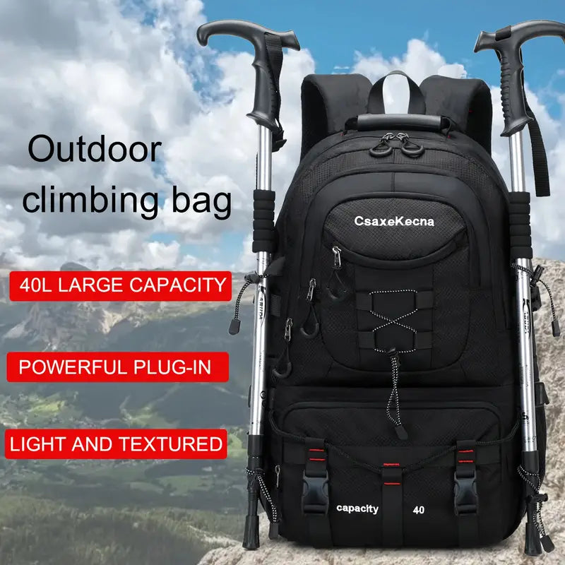 Rugged Explorer Waterproof Travel Backpack - Black