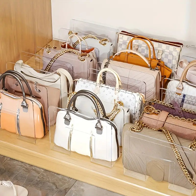 Clear Closet Storage Dividers Rack - Set of 4, Detachable Cupboard Shelf Organizers