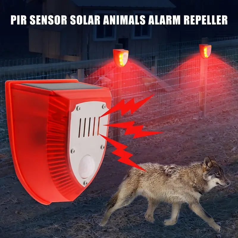 Solar-Powered Security Alarm Light with 129dB Gunshot and Dog Barking Sounds