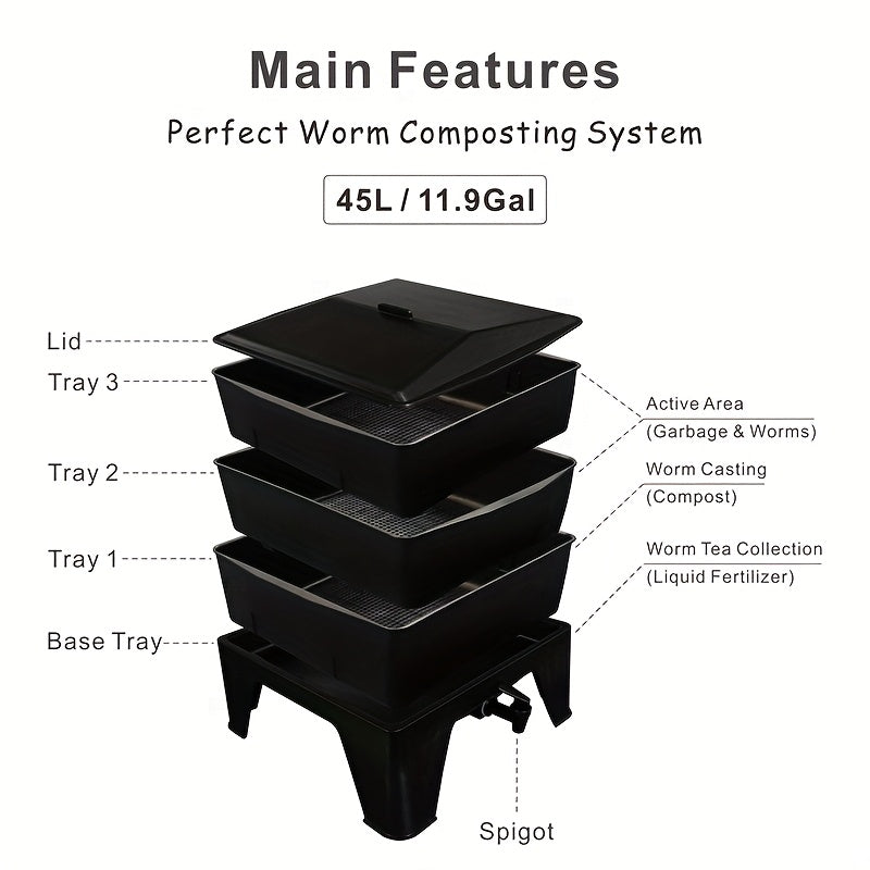 Worm Composting Bin 3-Tier Waste Converter