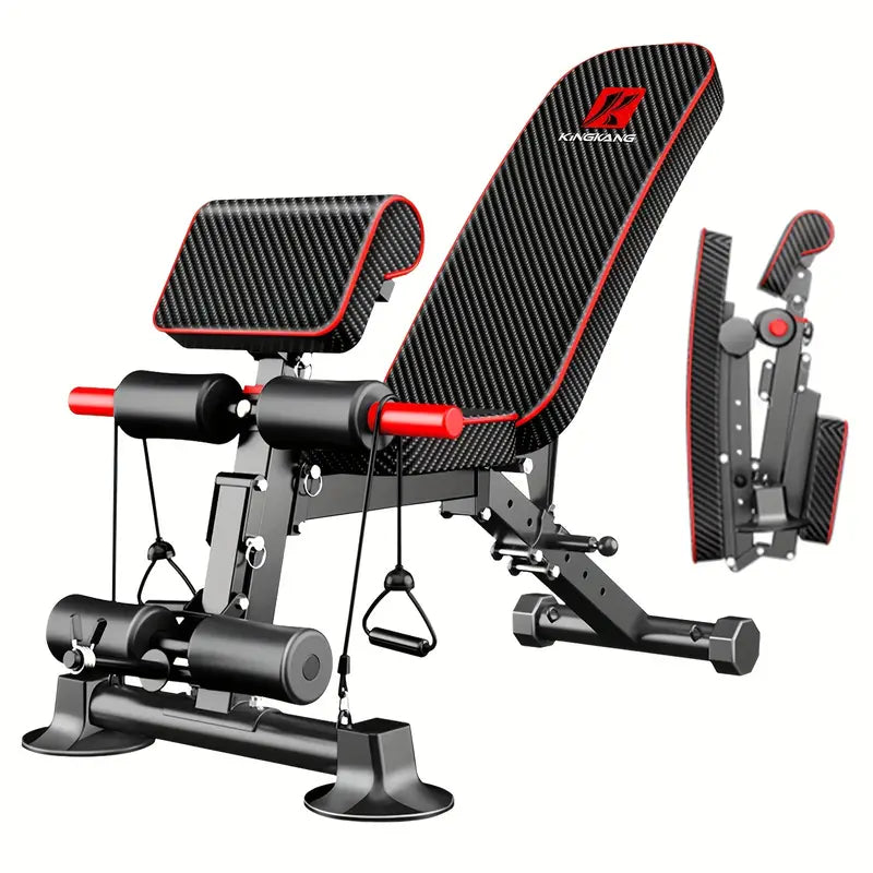 Adjustable Weight Bench for Full Body Exercise - Foldable, Multifunctional, Black&Red (1pc)