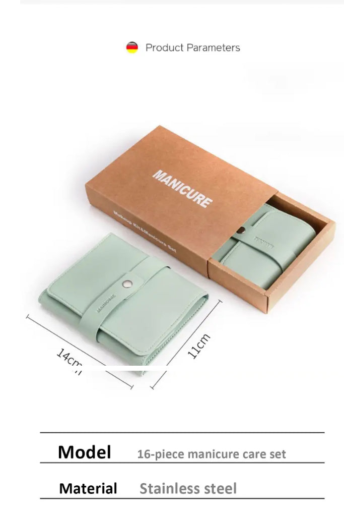 12/16 Pcs Manicure Pedicure Facial Set  With Leather Case