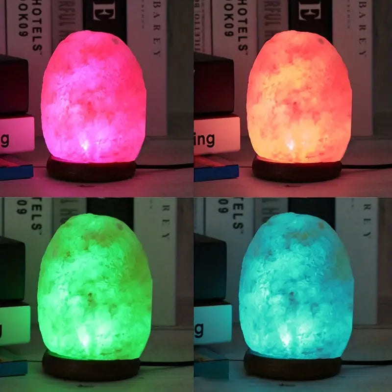 Harmony Glow Himalayan Crystal Salt Lamp - USB Powered, Color Changing LED Night Light White Stone