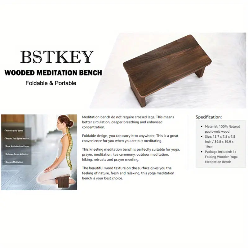 A folding yoga meditation bench supports deep inner peace