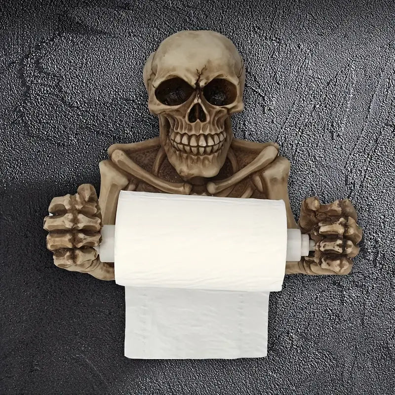 Skull Toilet Paper Holder - Retro Gothic Wall Mount