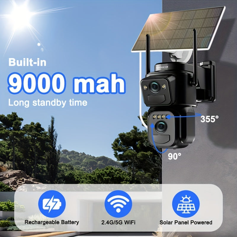 Security Camera with LED Spotlight with 360° Solar LED