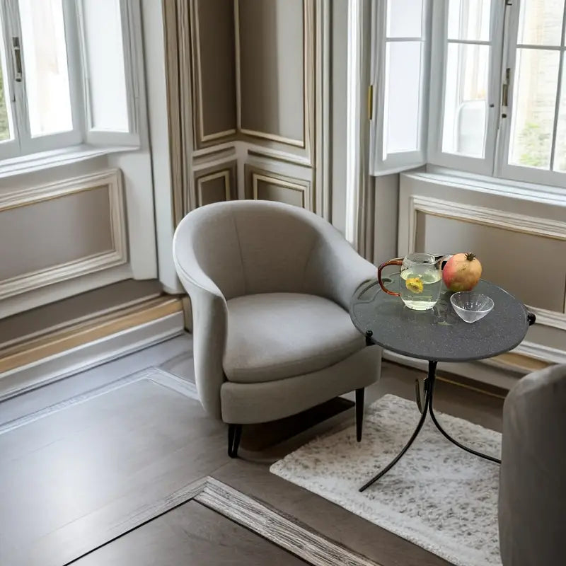 Compact Folding Wrought Iron Round Table