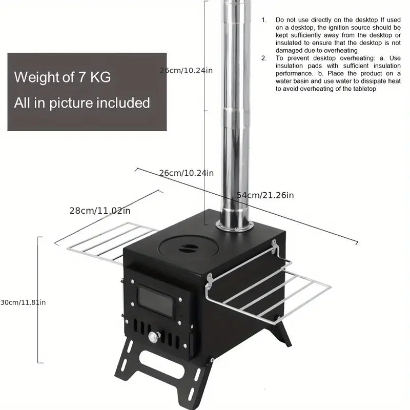 Portable Black Outdoor Stove with Fireplace