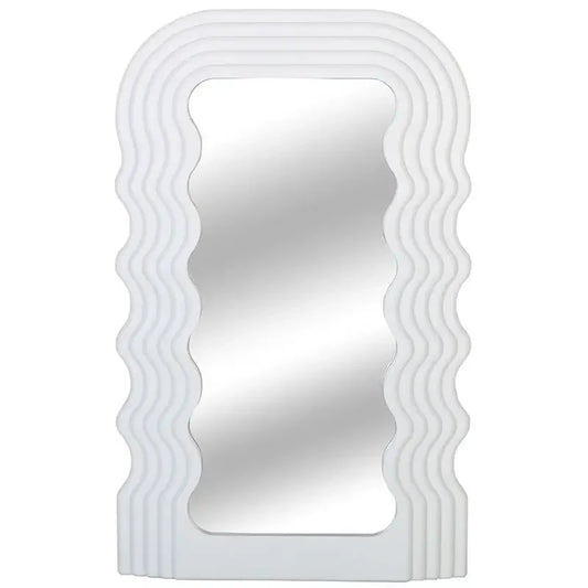 Aesthetic Wall Mounted Mirror With Wave Pattern Frame