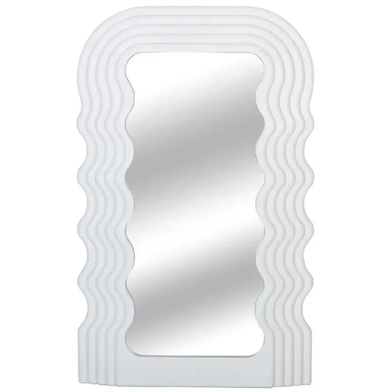 Aesthetic Wall Mounted Mirror With Wave Pattern Frame