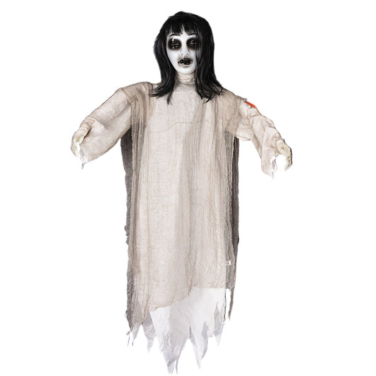 Hanging Halloween Decoration Female with Glowing Eyes