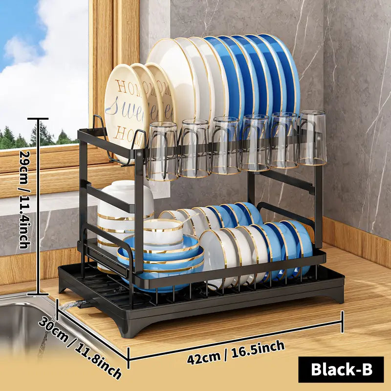 Double Decker Drying Delight: The Ultimate 2-Tier Kitchen Dish Rack