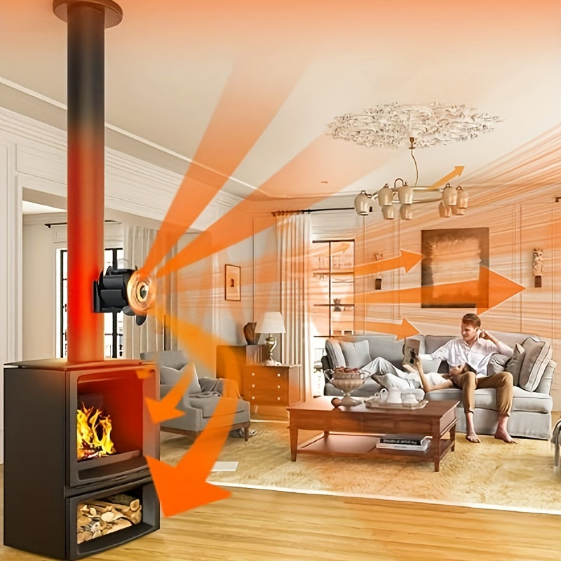 6-Blade Quiet Fireplace Fan Heat Circulator