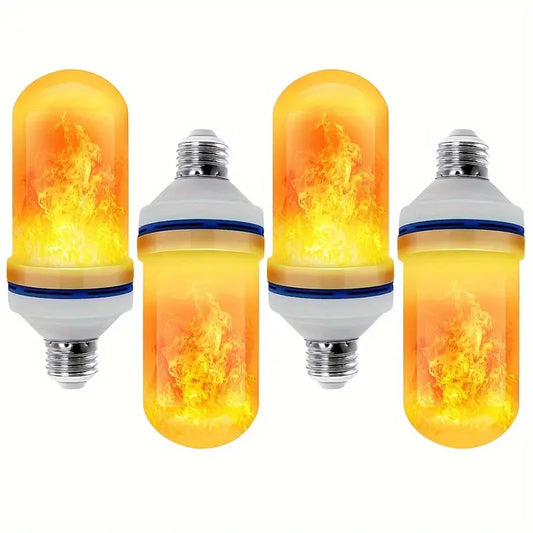 Twinkling Yuletide Flames: 4pc LED Christmas Light Bulb Set