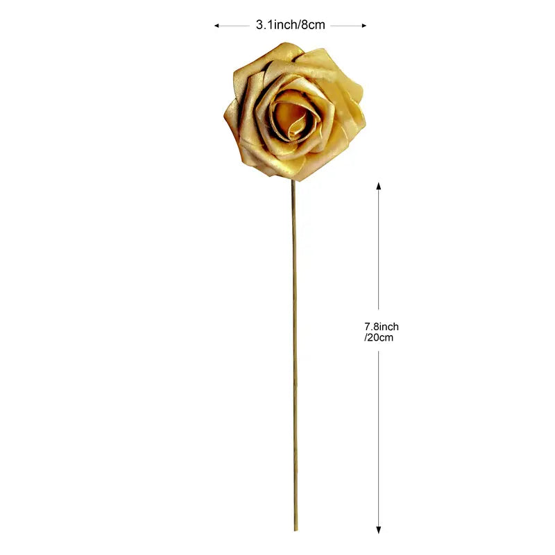 25-Piece Golden Artificial Rose Flowers Set